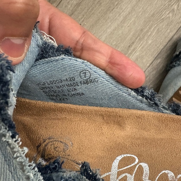 Denim Patchwork Clogs with Buckle - Picture 4 of 5